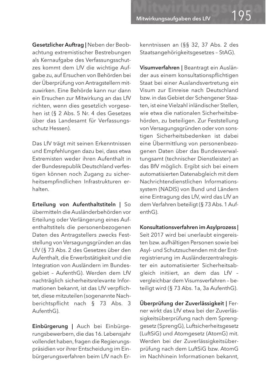 Seite 195 des Verfassungsschutzbericht 2017 Hessen