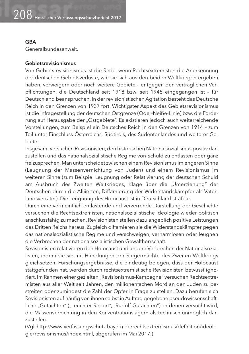 Seite 208 des Verfassungsschutzbericht 2017 Hessen
