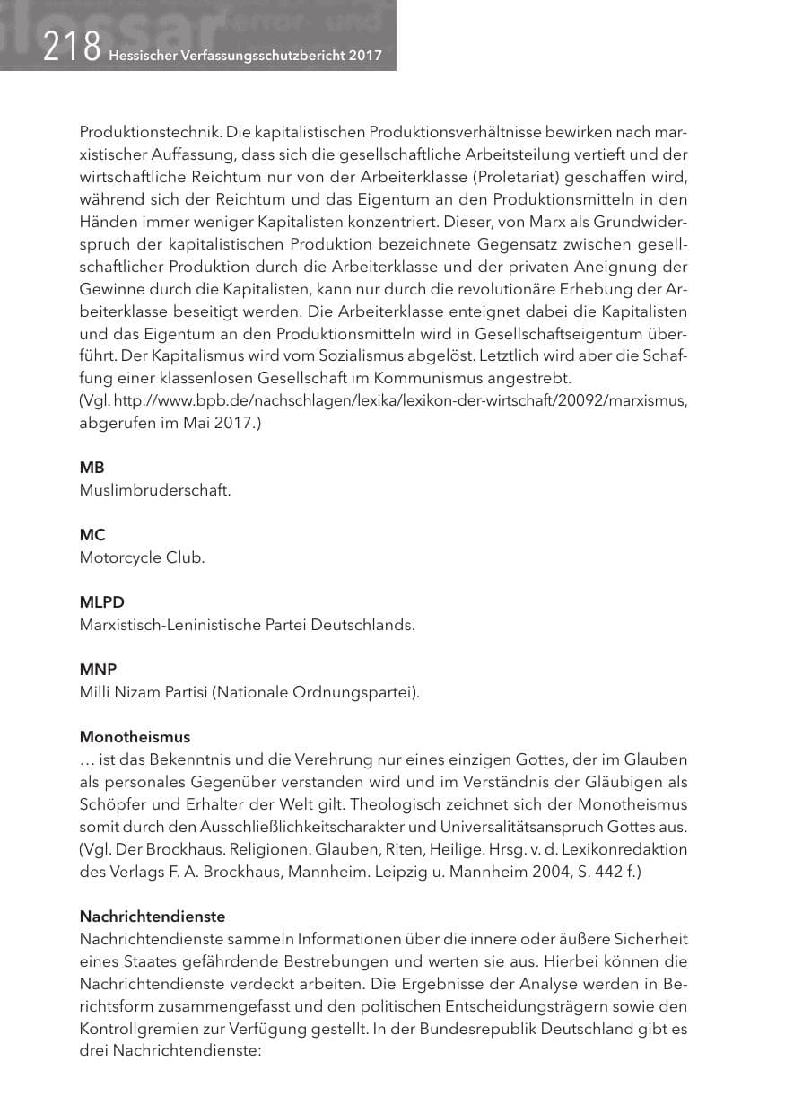 Seite 218 des Verfassungsschutzbericht 2017 Hessen