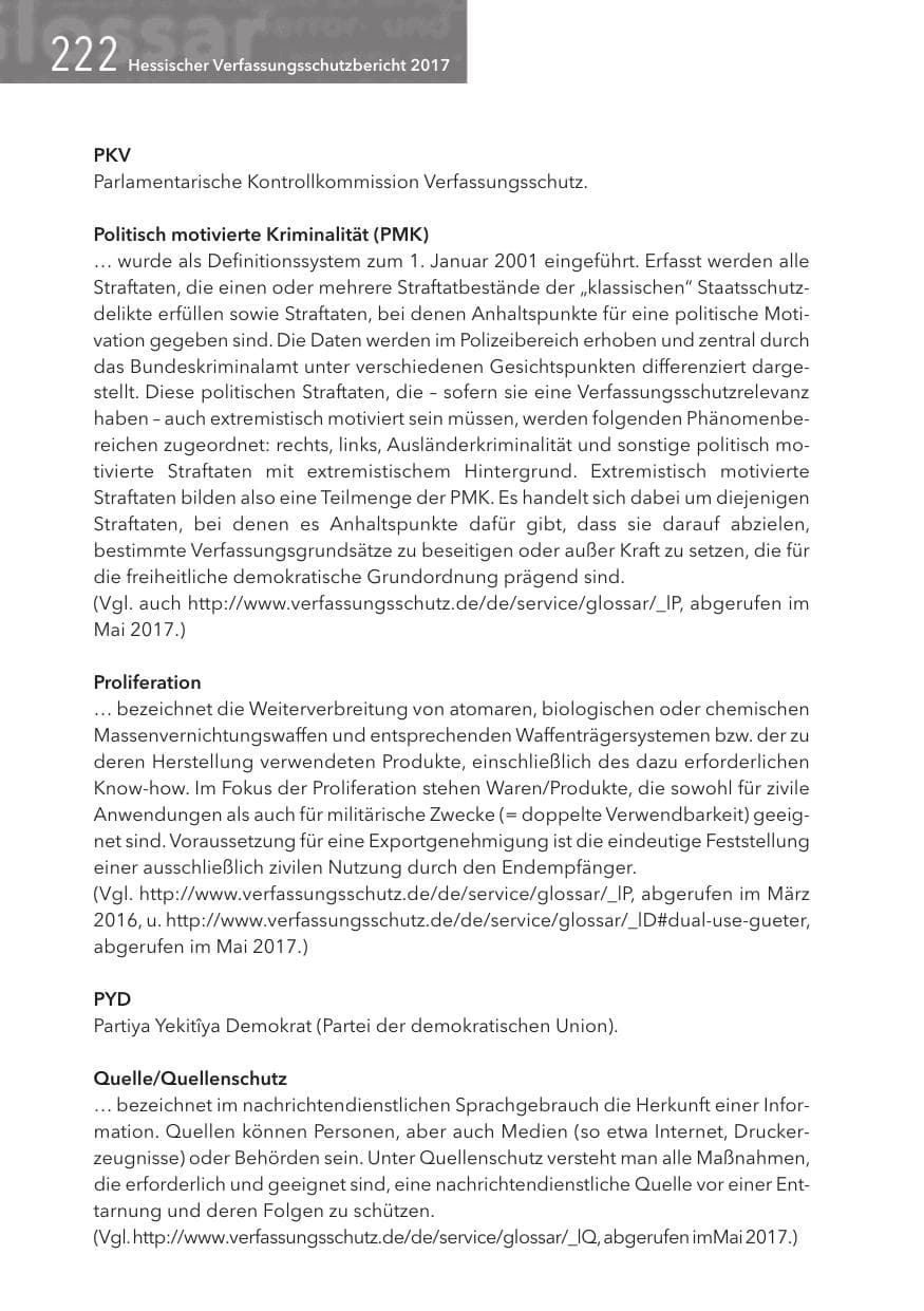 Seite 222 des Verfassungsschutzbericht 2017 Hessen