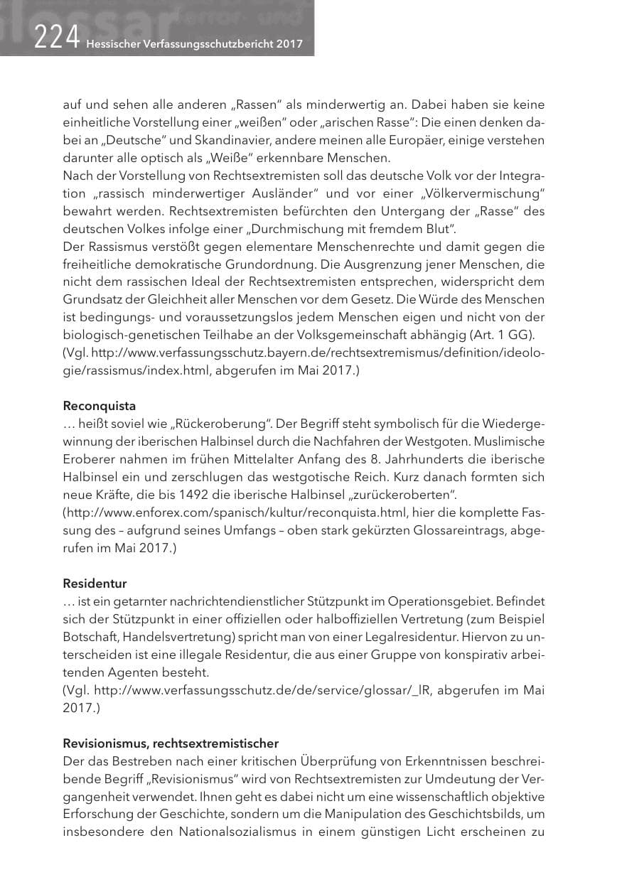 Seite 224 des Verfassungsschutzbericht 2017 Hessen