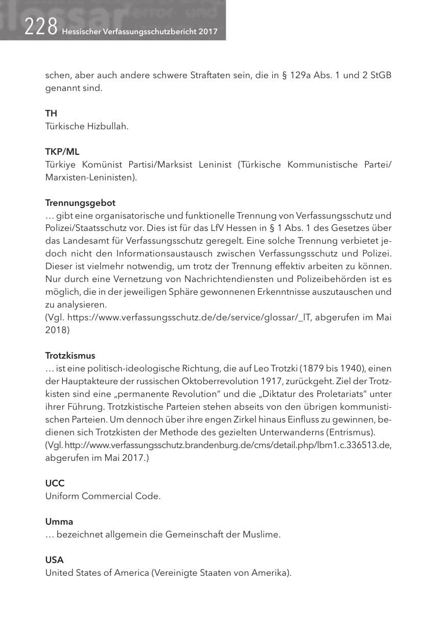 Seite 228 des Verfassungsschutzbericht 2017 Hessen