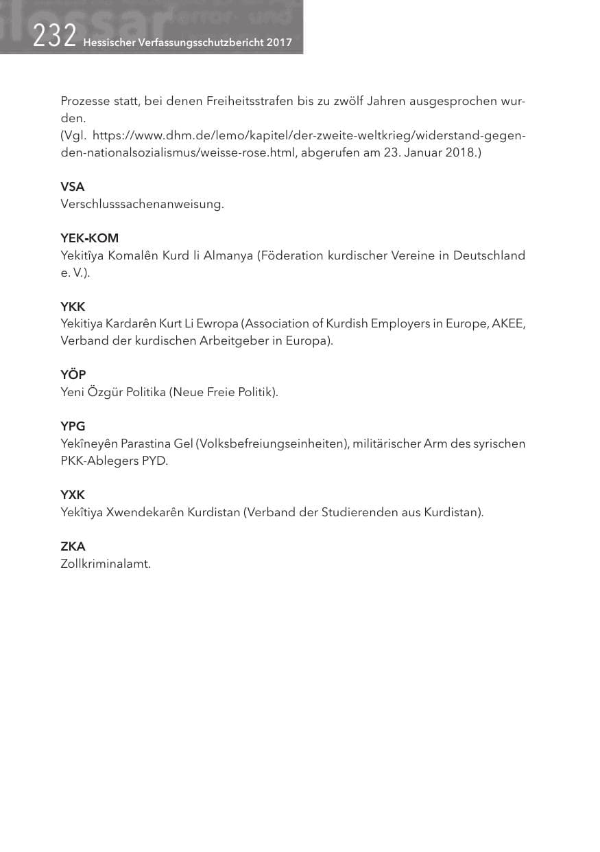 Seite 232 des Verfassungsschutzbericht 2017 Hessen