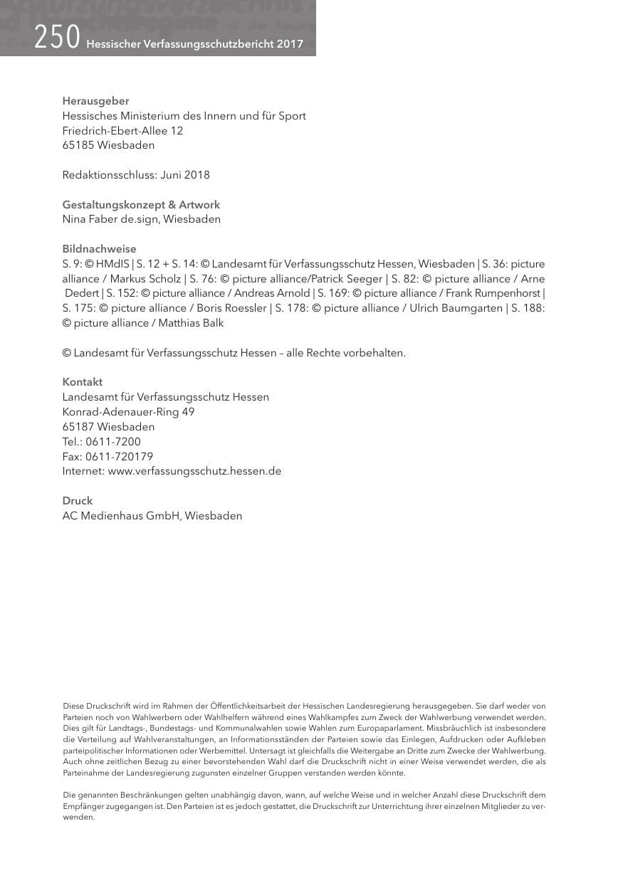 Seite 238 des Verfassungsschutzbericht 2017 Hessen