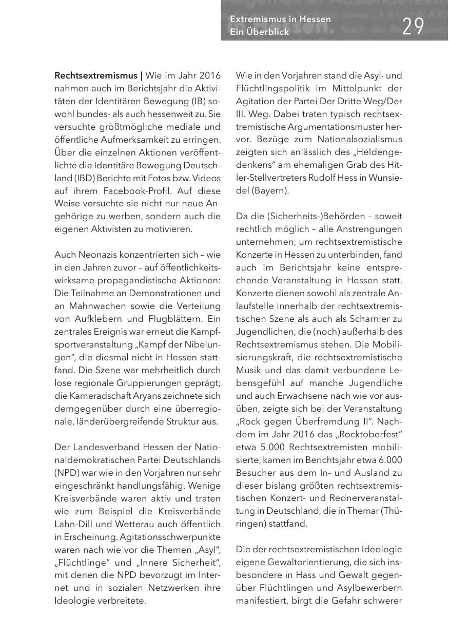 Seite 29 des Verfassungsschutzbericht 2017 Hessen