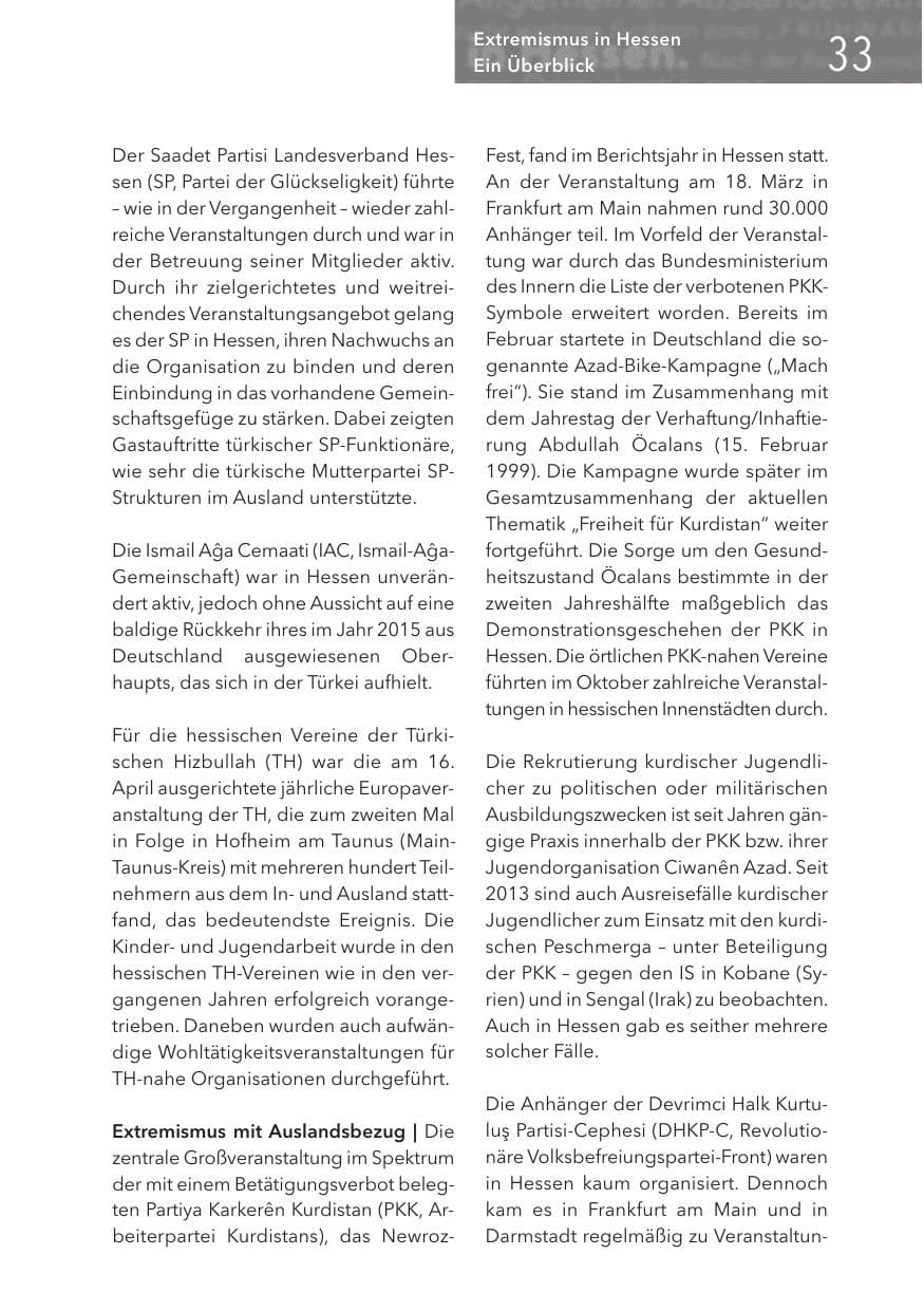 Seite 33 des Verfassungsschutzbericht 2017 Hessen