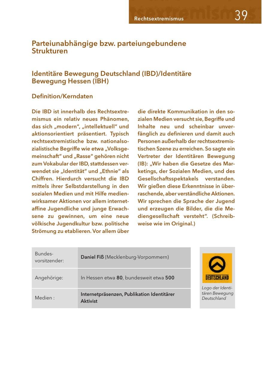 Seite 39 des Verfassungsschutzbericht 2017 Hessen