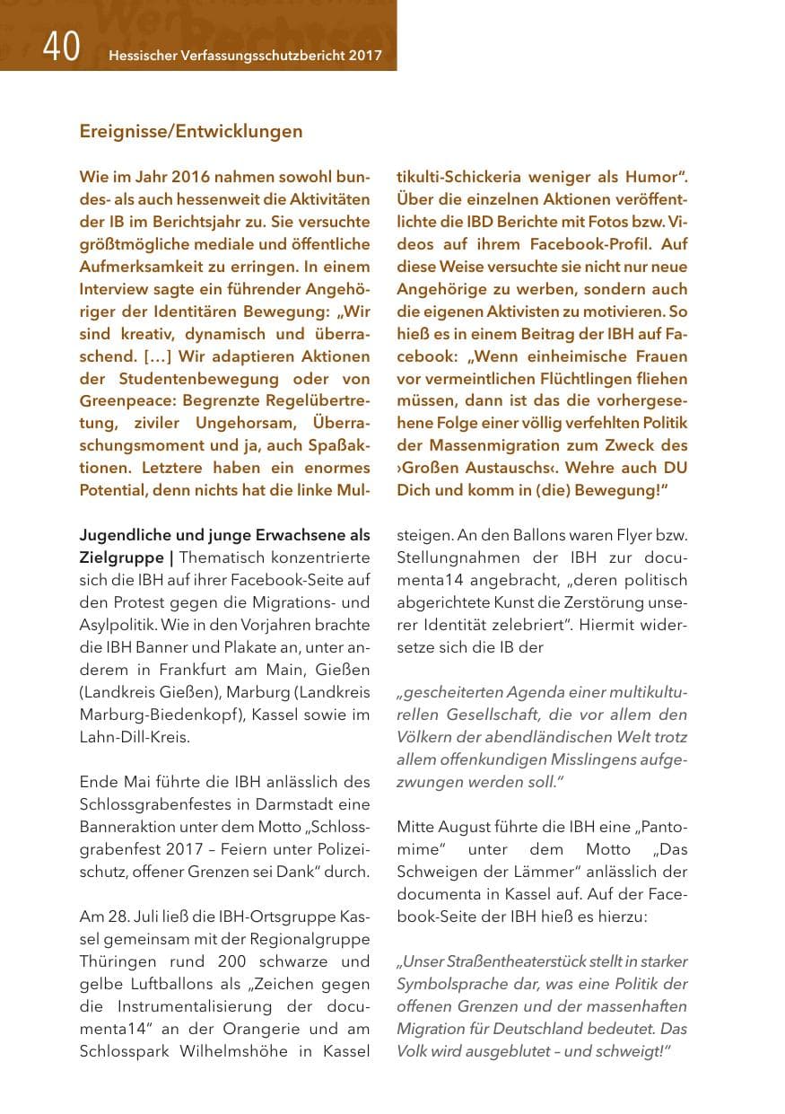 Seite 40 des Verfassungsschutzbericht 2017 Hessen