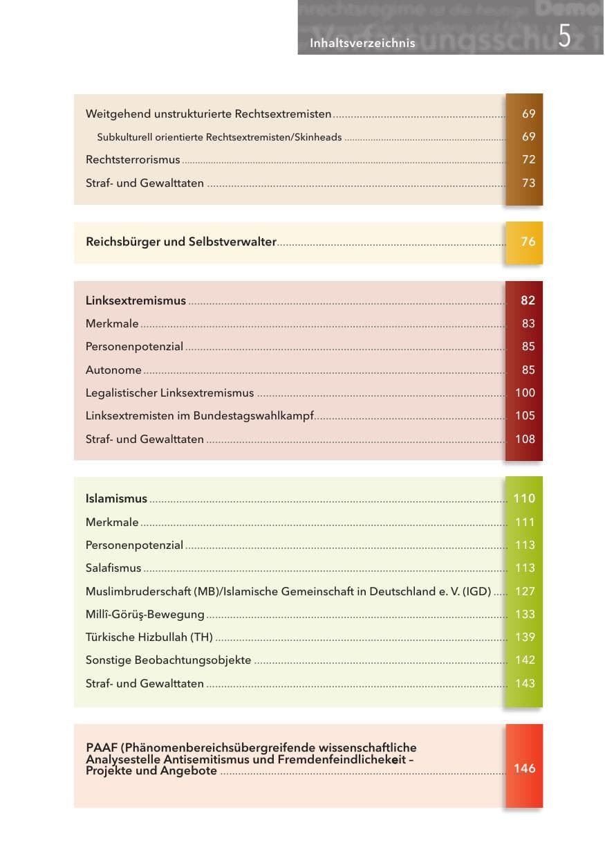 Seite 5 des Verfassungsschutzbericht 2017 Hessen