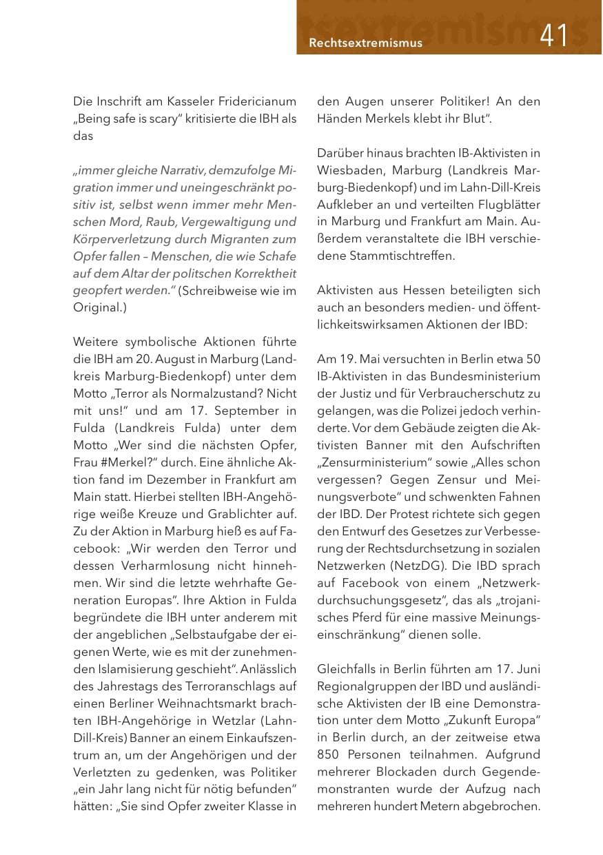 Seite 41 des Verfassungsschutzbericht 2017 Hessen