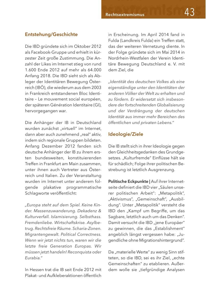 Seite 43 des Verfassungsschutzbericht 2017 Hessen