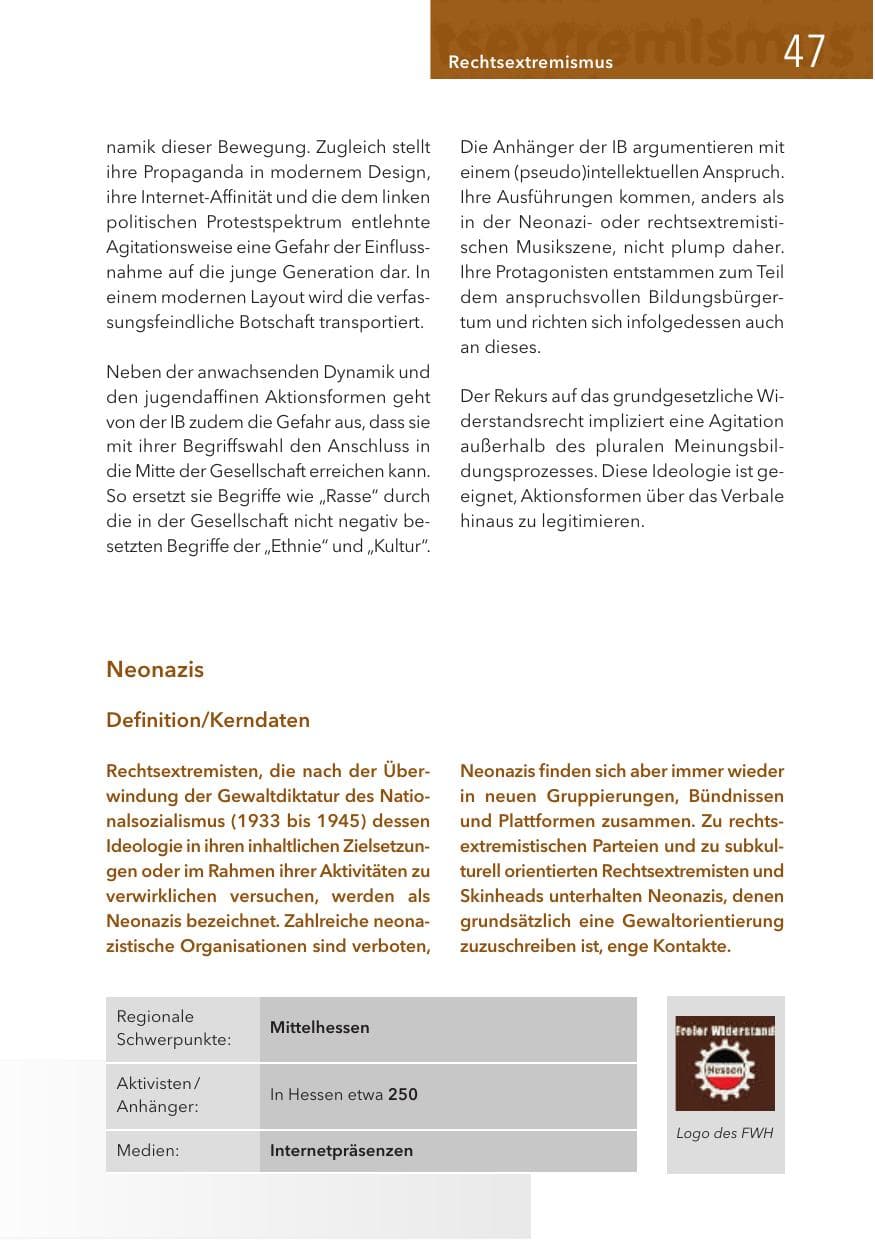 Seite 47 des Verfassungsschutzbericht 2017 Hessen