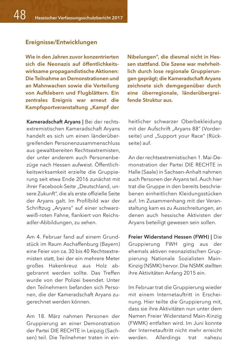 Seite 48 des Verfassungsschutzbericht 2017 Hessen
