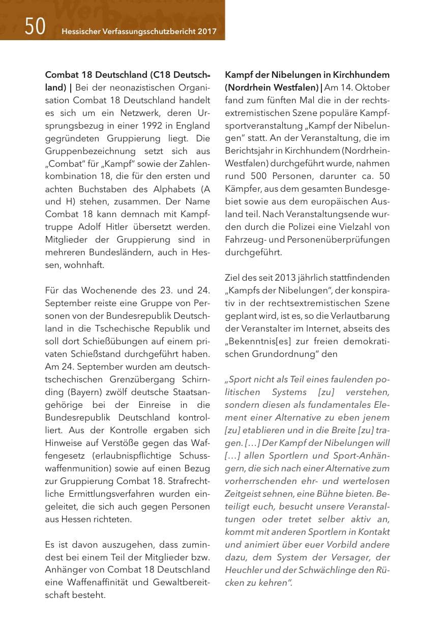 Seite 50 des Verfassungsschutzbericht 2017 Hessen