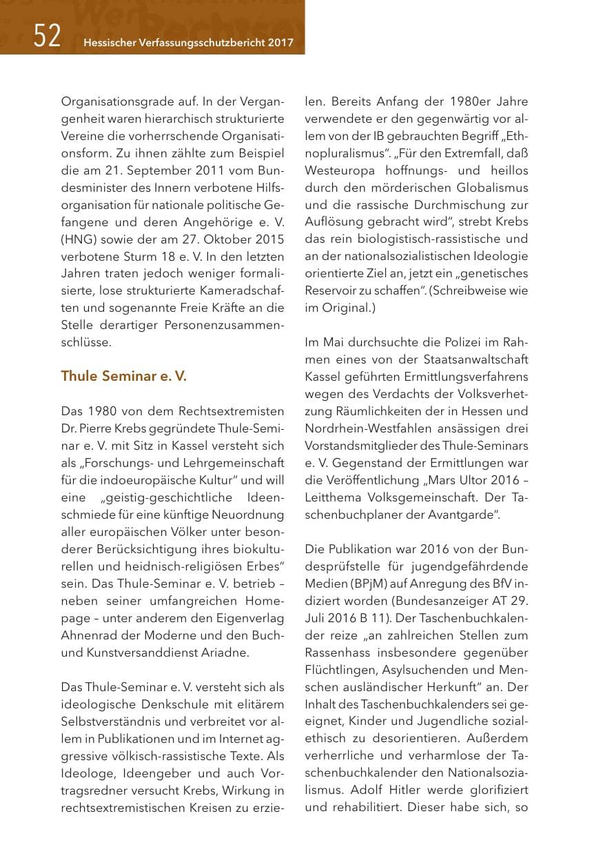 Seite 52 des Verfassungsschutzbericht 2017 Hessen