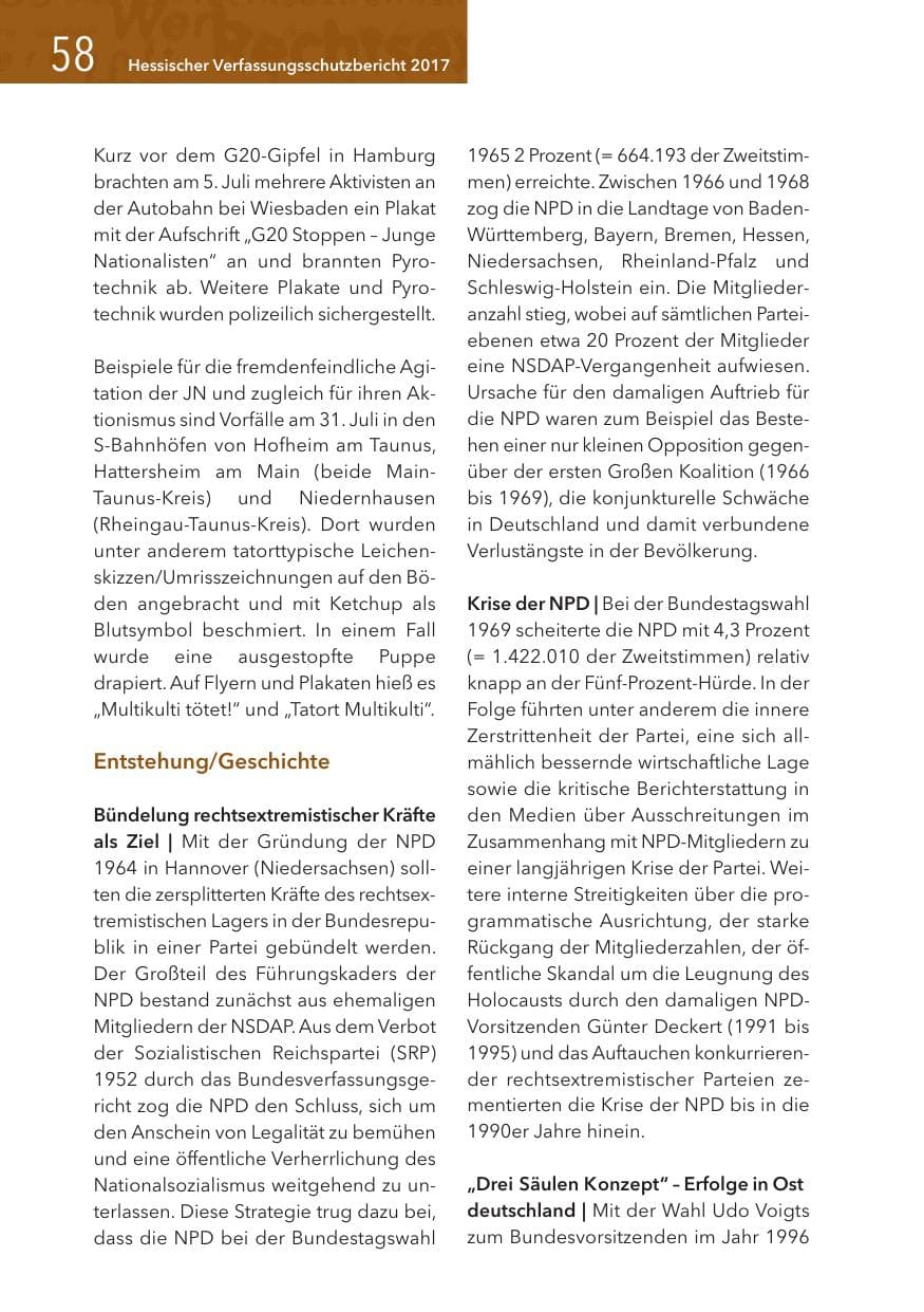 Seite 58 des Verfassungsschutzbericht 2017 Hessen