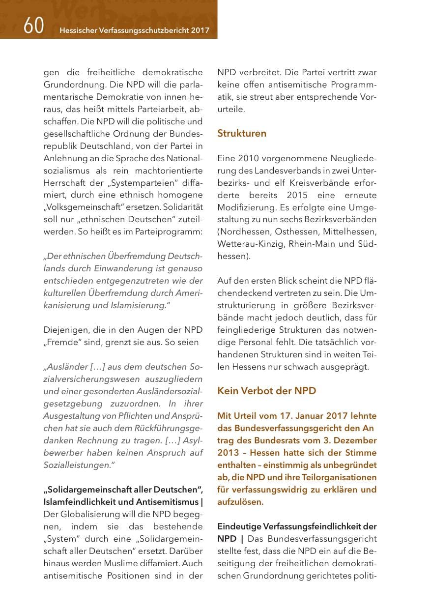 Seite 60 des Verfassungsschutzbericht 2017 Hessen
