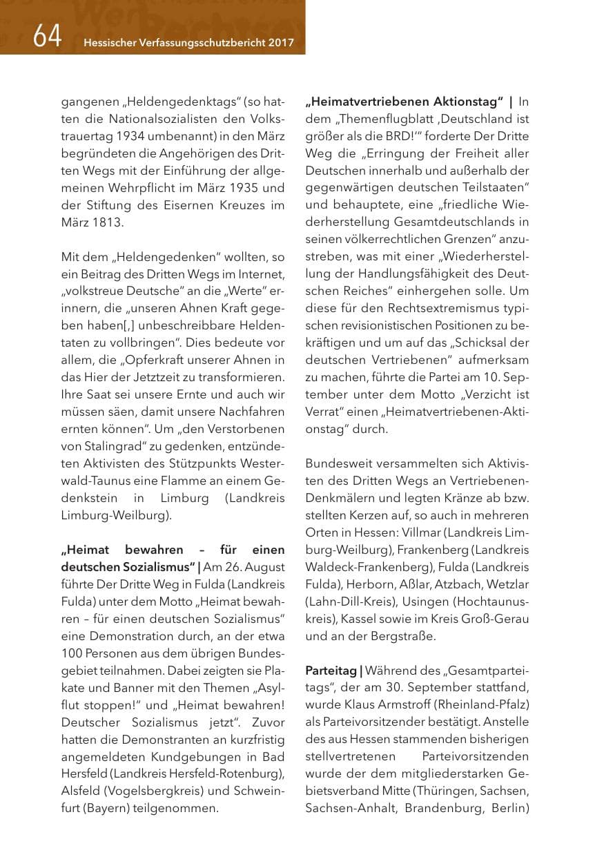 Seite 64 des Verfassungsschutzbericht 2017 Hessen