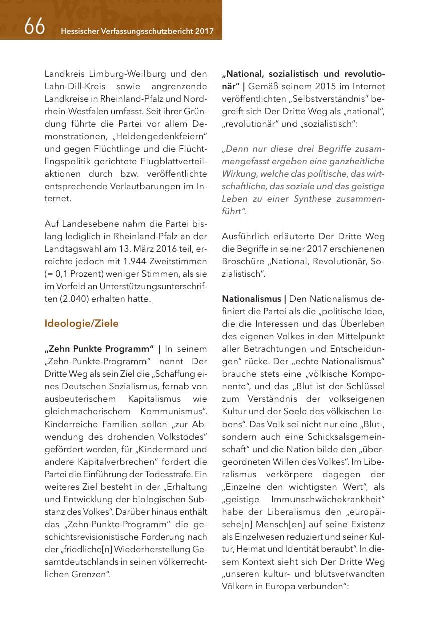Seite 66 des Verfassungsschutzbericht 2017 Hessen
