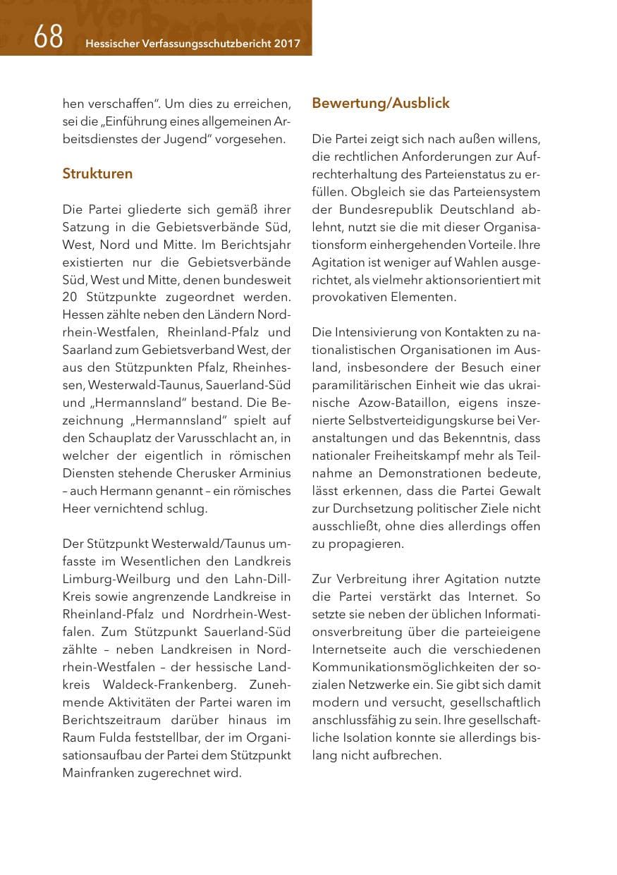 Seite 68 des Verfassungsschutzbericht 2017 Hessen
