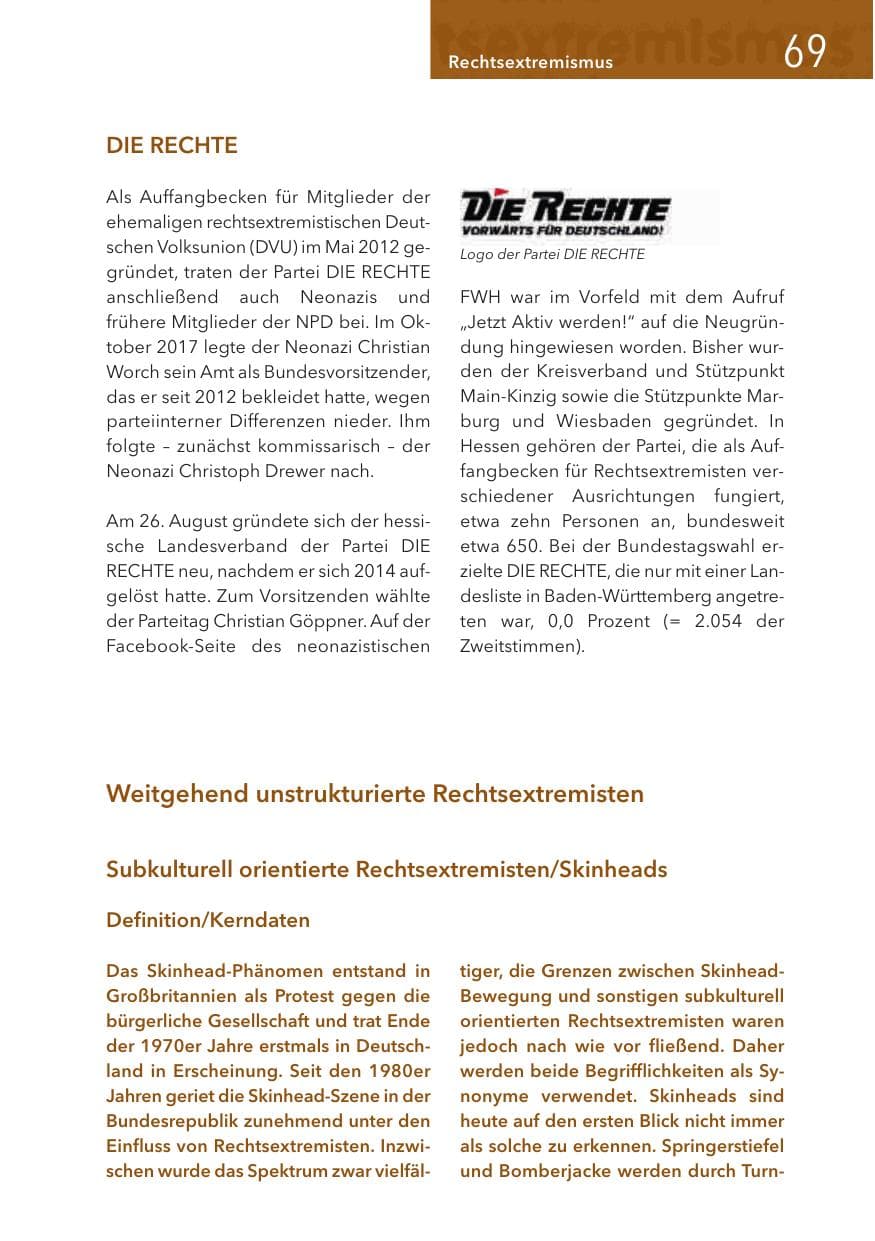 Seite 69 des Verfassungsschutzbericht 2017 Hessen