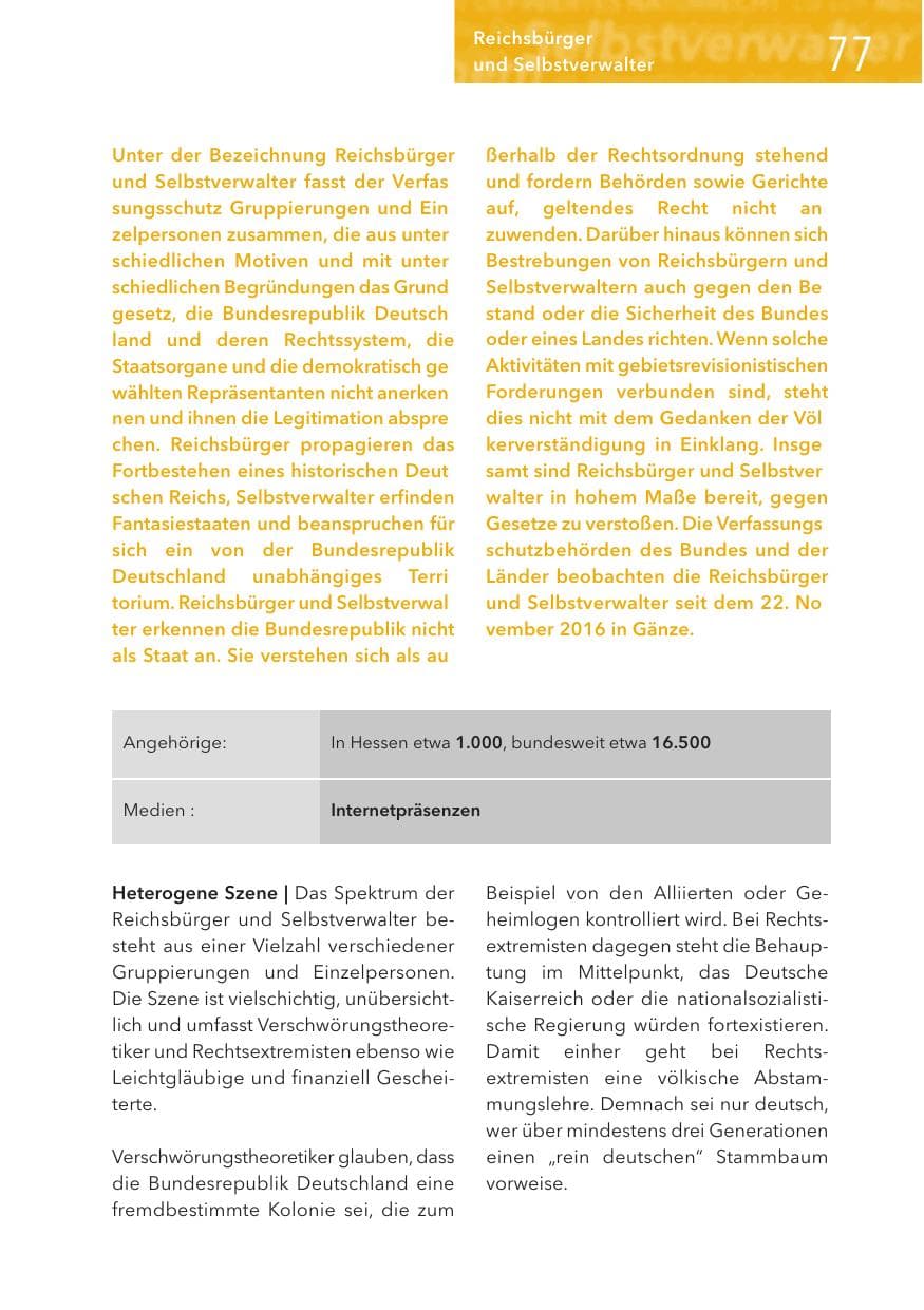 Seite 77 des Verfassungsschutzbericht 2017 Hessen