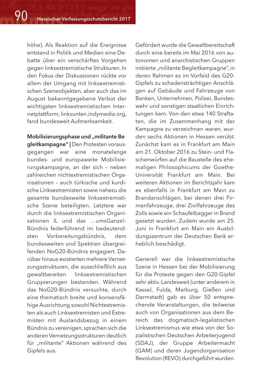 Seite 90 des Verfassungsschutzbericht 2017 Hessen
