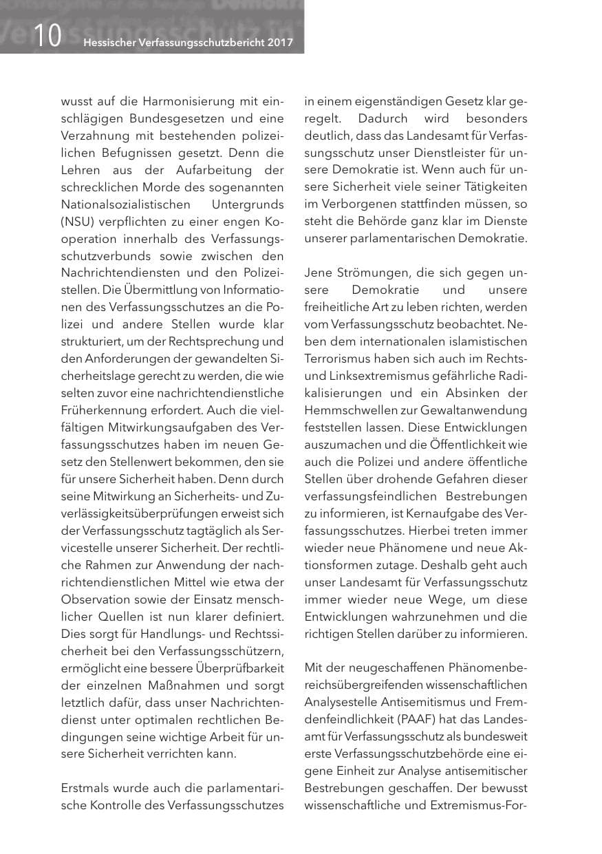 Seite 10 des Verfassungsschutzbericht 2017 Hessen
