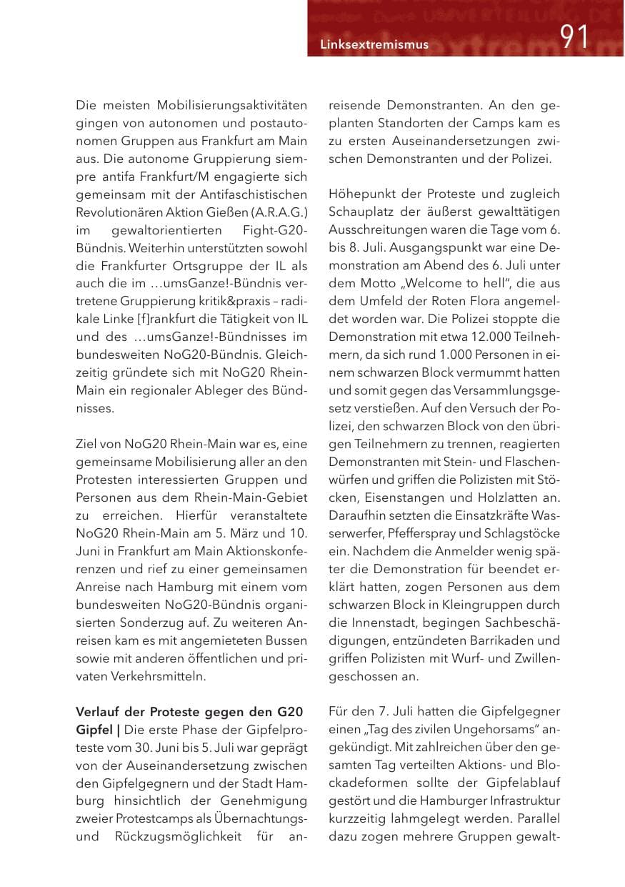 Seite 91 des Verfassungsschutzbericht 2017 Hessen