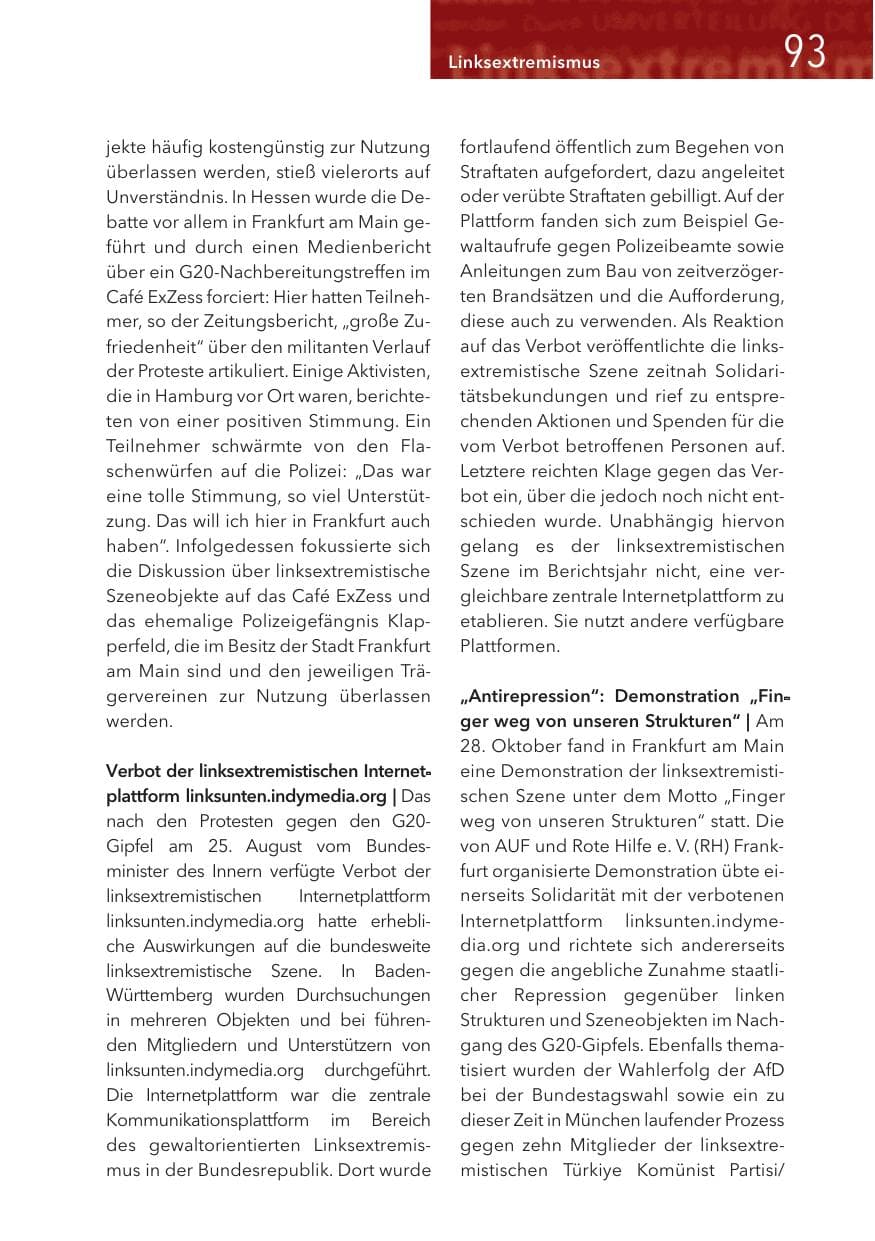 Seite 93 des Verfassungsschutzbericht 2017 Hessen
