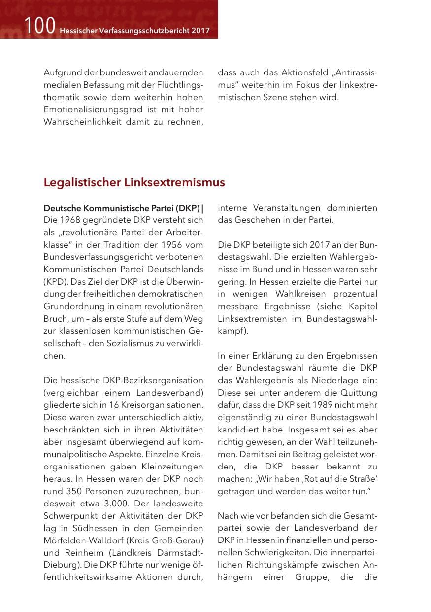 Seite 100 des Verfassungsschutzbericht 2017 Hessen