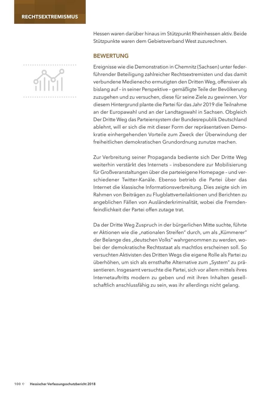Seite 102 des Verfassungsschutzbericht 2018 Hessen