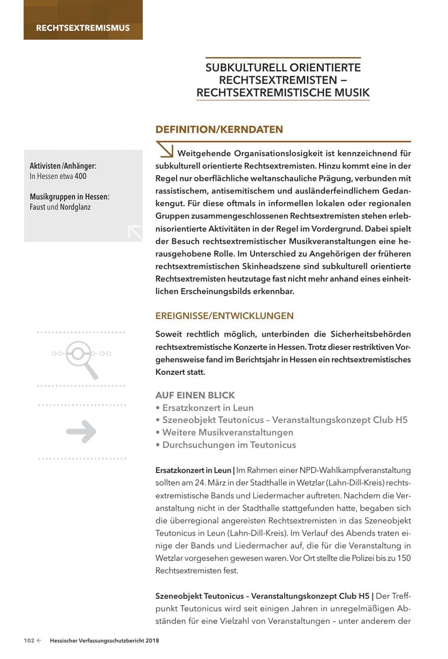 Seite 104 des Verfassungsschutzbericht 2018 Hessen