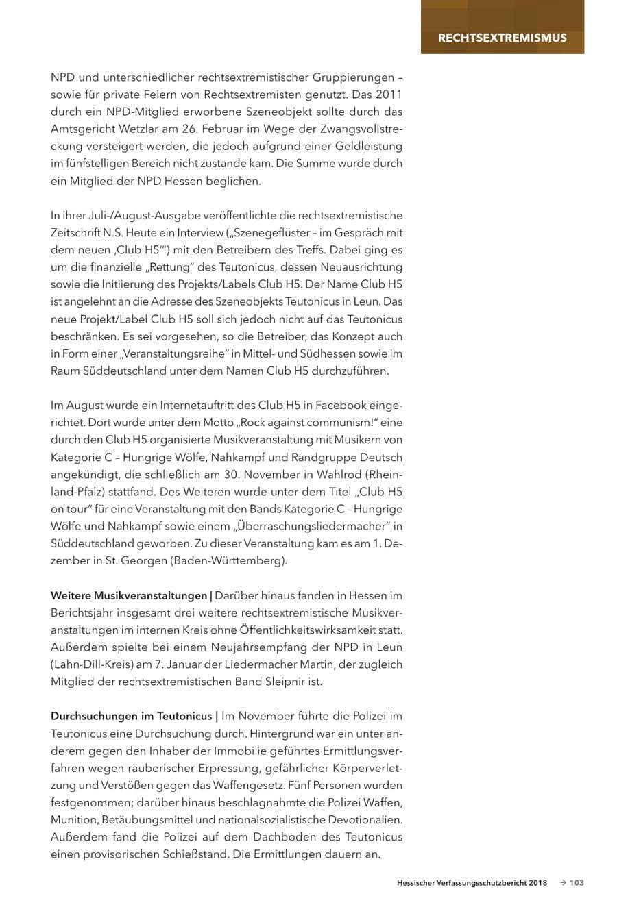 Seite 105 des Verfassungsschutzbericht 2018 Hessen