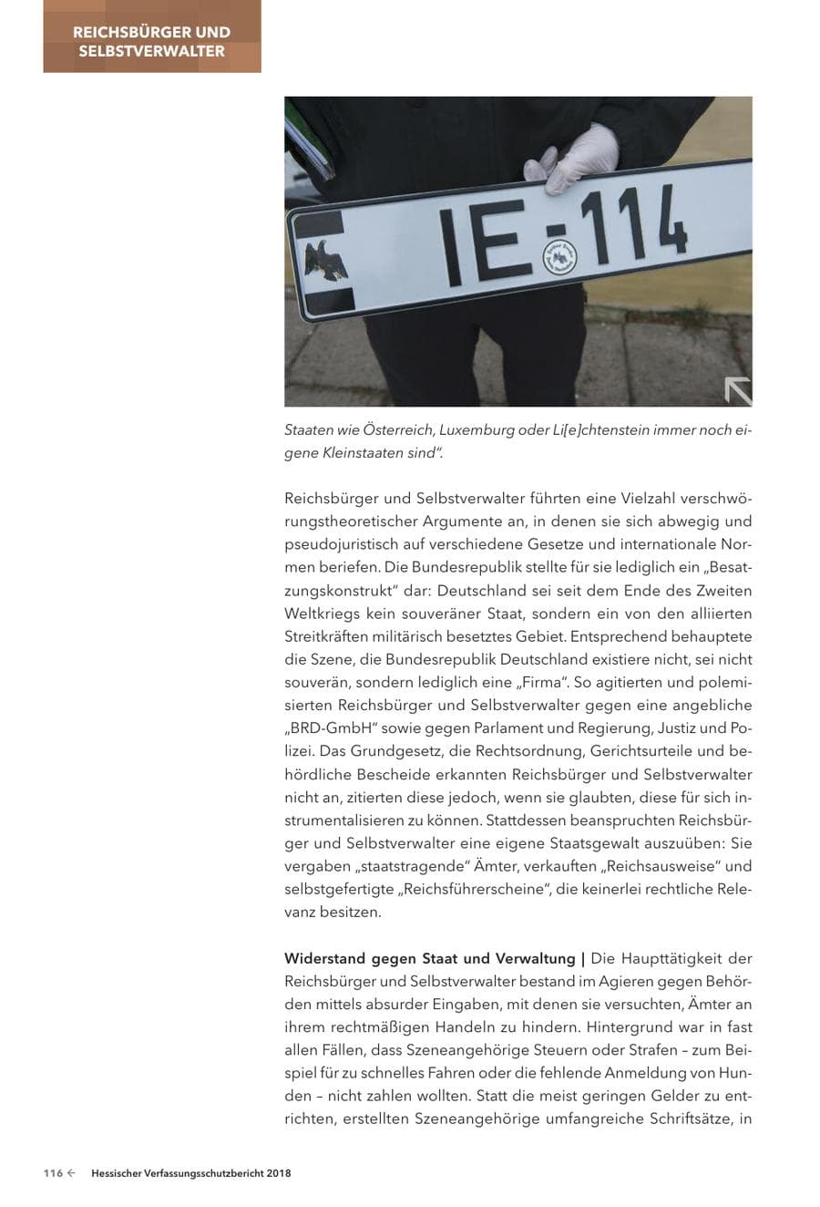 Seite 118 des Verfassungsschutzbericht 2018 Hessen