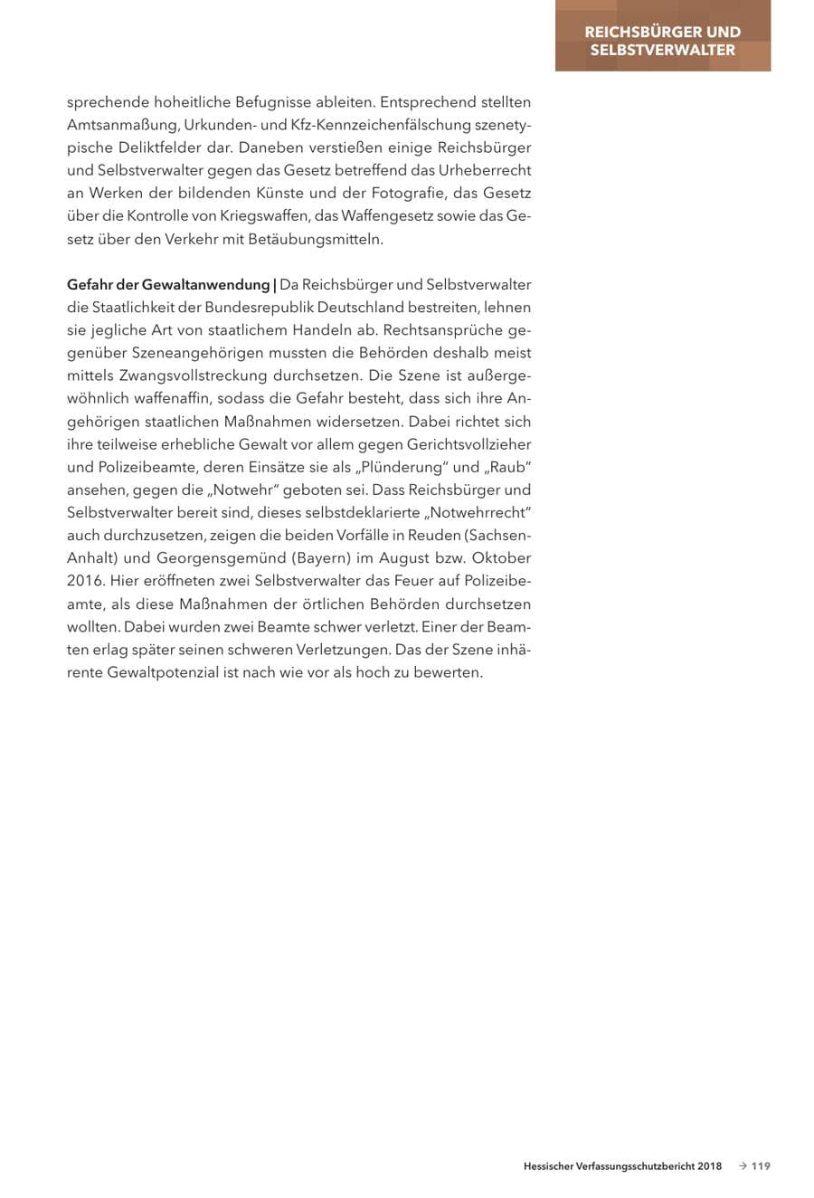 Seite 121 des Verfassungsschutzbericht 2018 Hessen