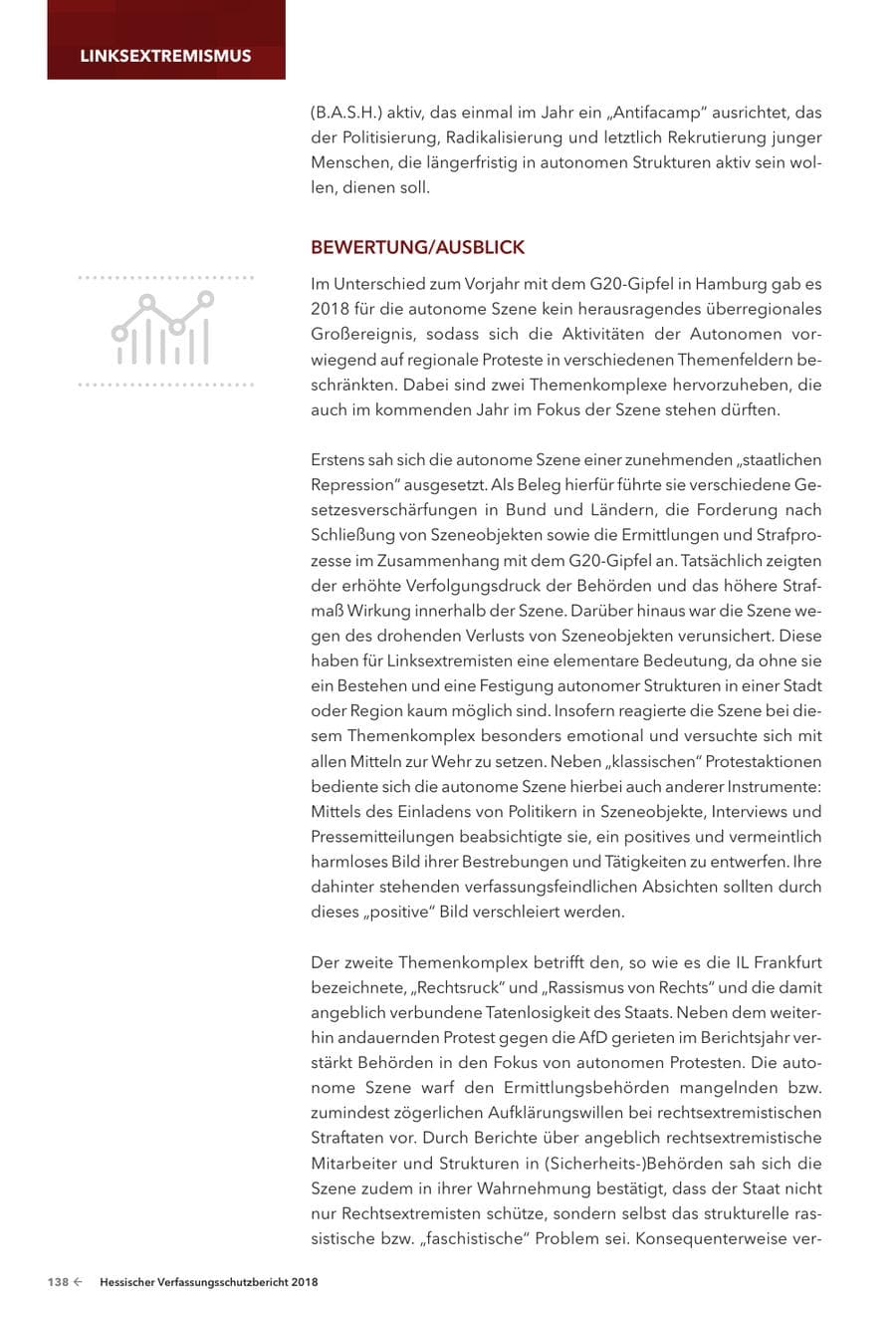 Seite 140 des Verfassungsschutzbericht 2018 Hessen