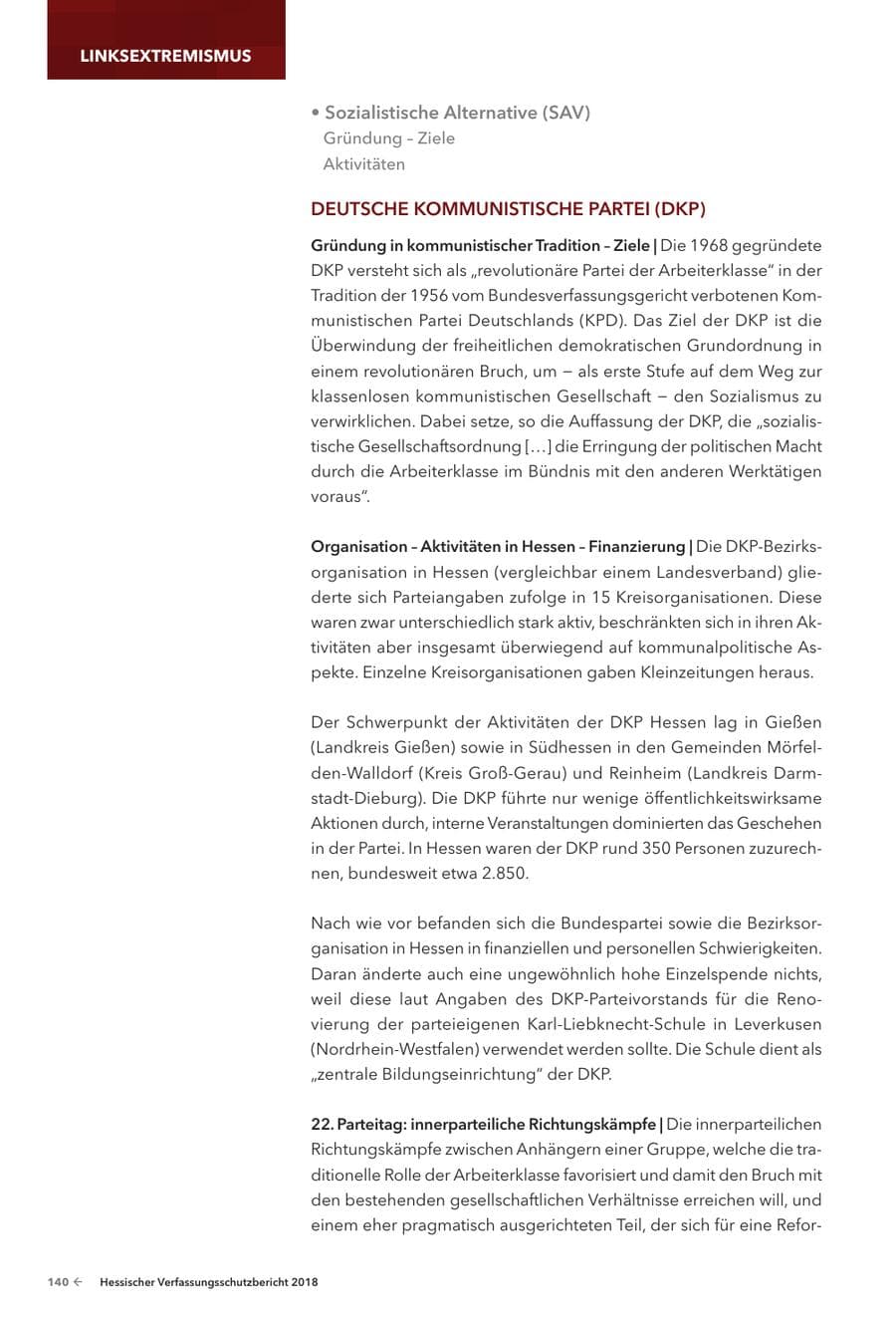 Seite 142 des Verfassungsschutzbericht 2018 Hessen