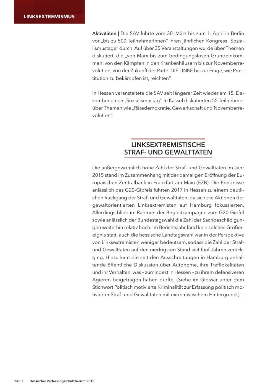 Seite 150 des Verfassungsschutzbericht 2018 Hessen