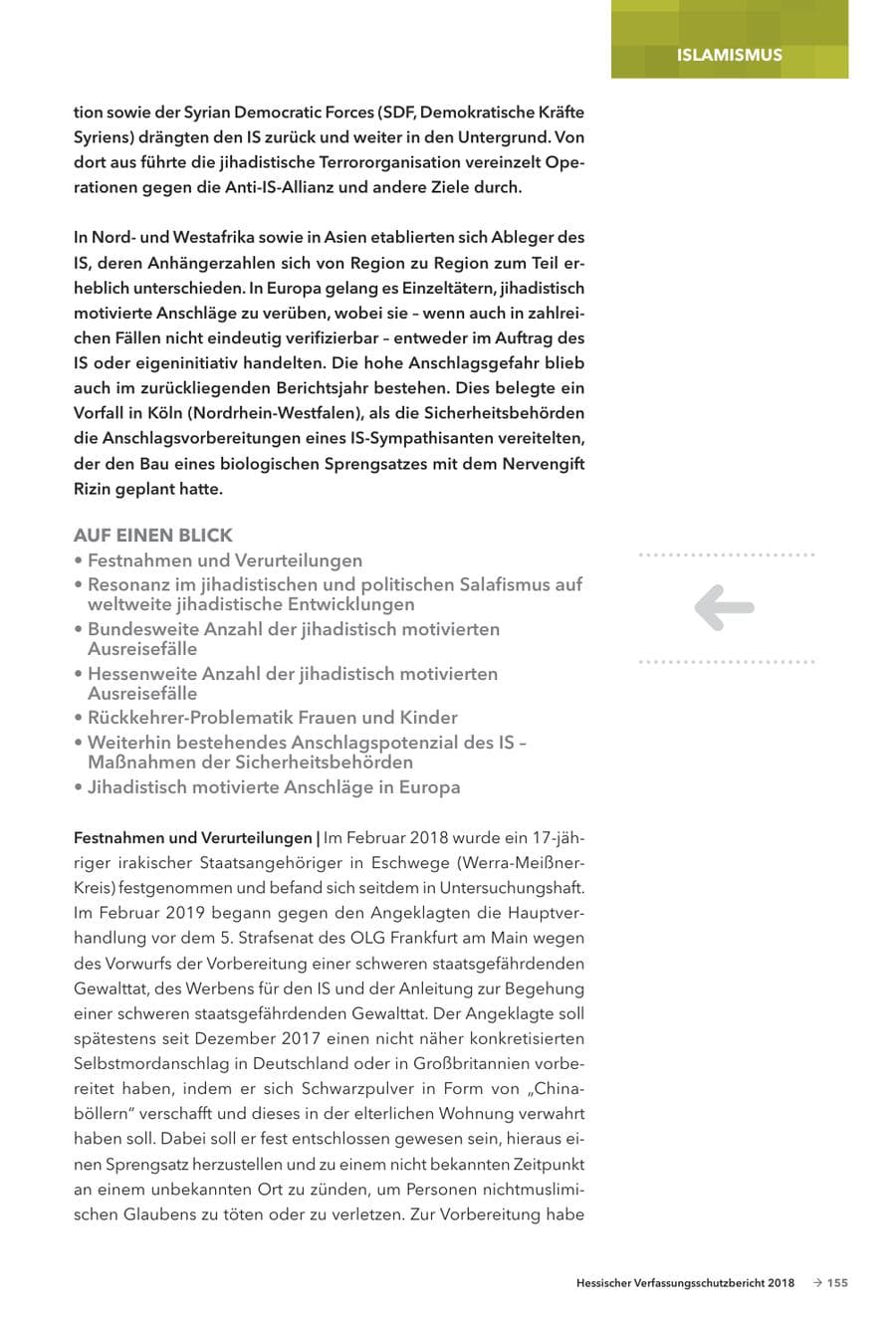 Seite 157 des Verfassungsschutzbericht 2018 Hessen