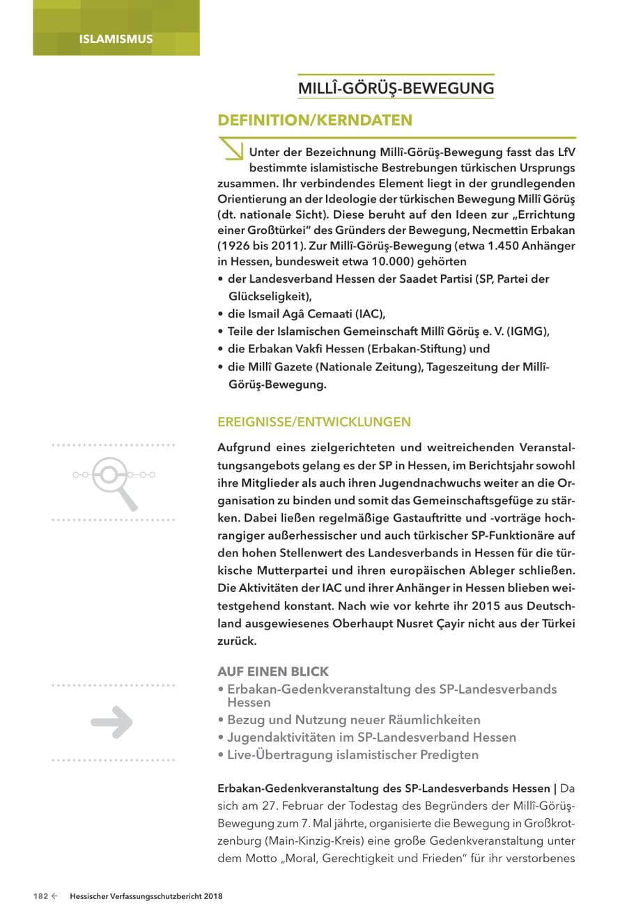 Seite 184 des Verfassungsschutzbericht 2018 Hessen