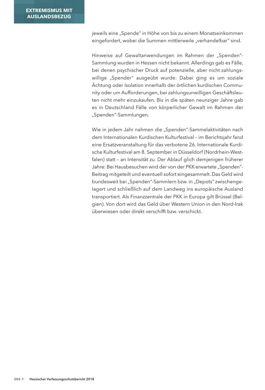 Seite 208 des Verfassungsschutzbericht 2018 Hessen