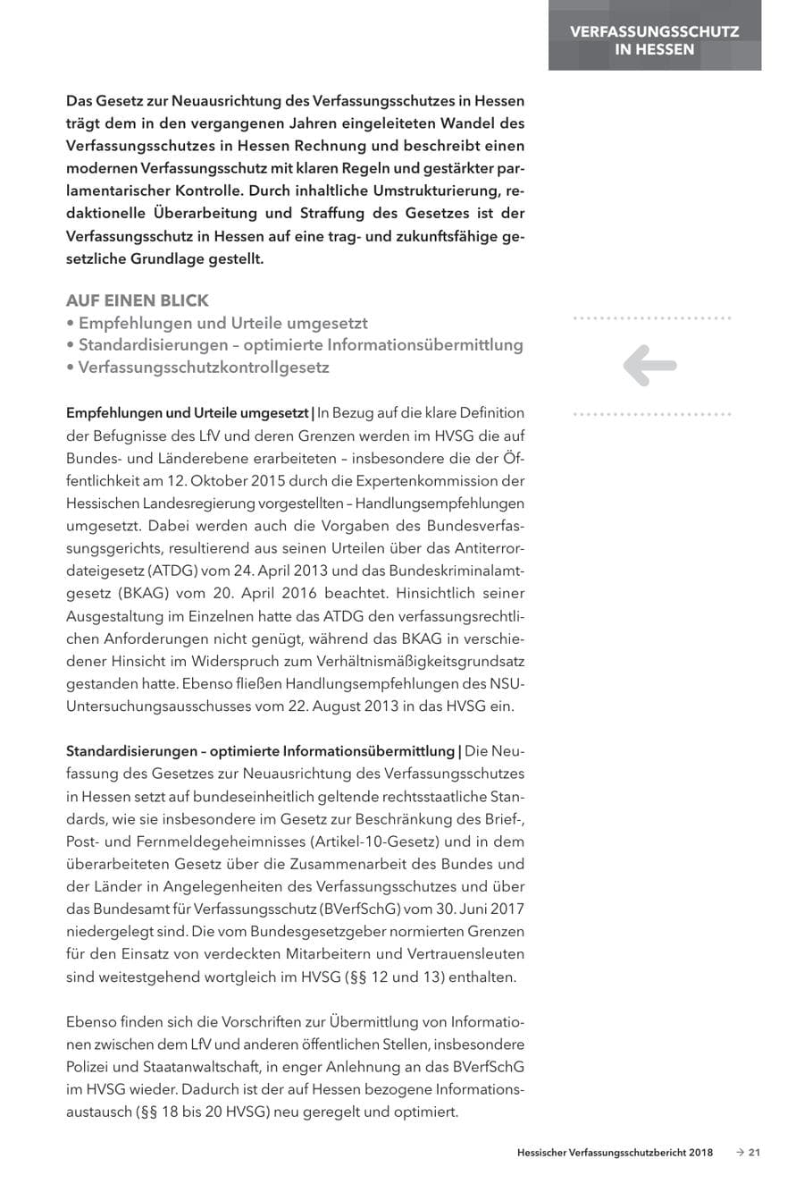 Seite 23 des Verfassungsschutzbericht 2018 Hessen