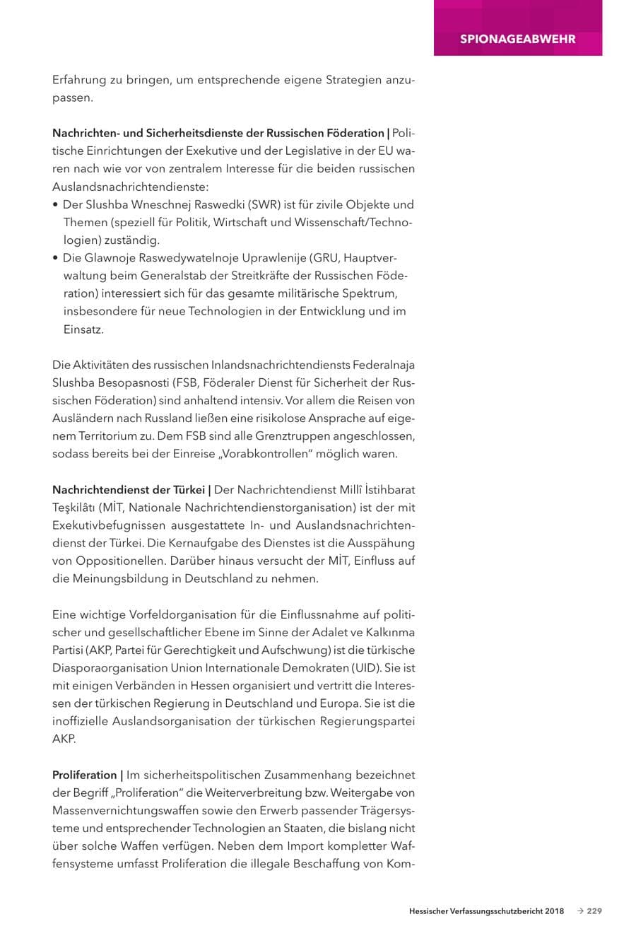 Seite 231 des Verfassungsschutzbericht 2018 Hessen
