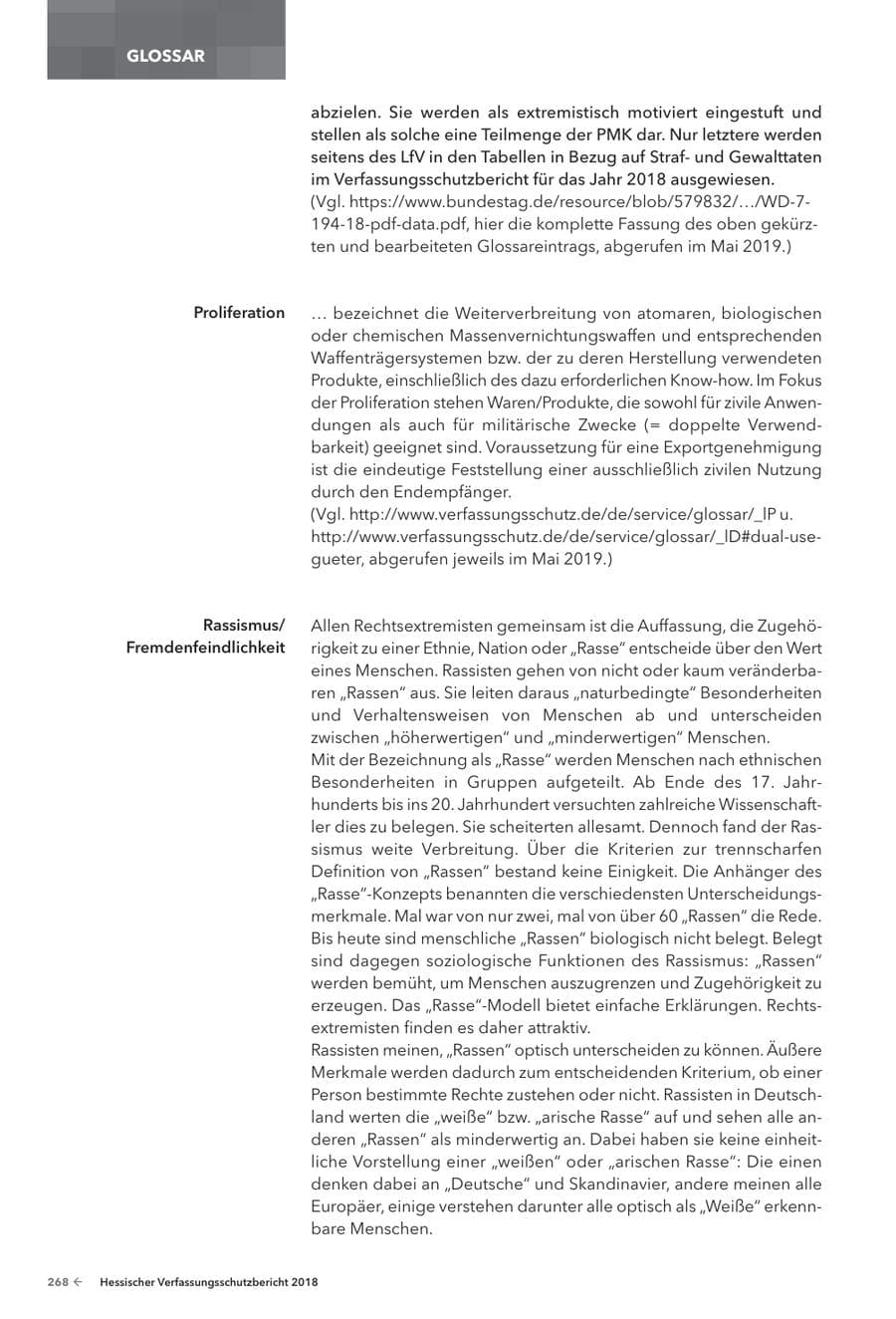 Seite 270 des Verfassungsschutzbericht 2018 Hessen