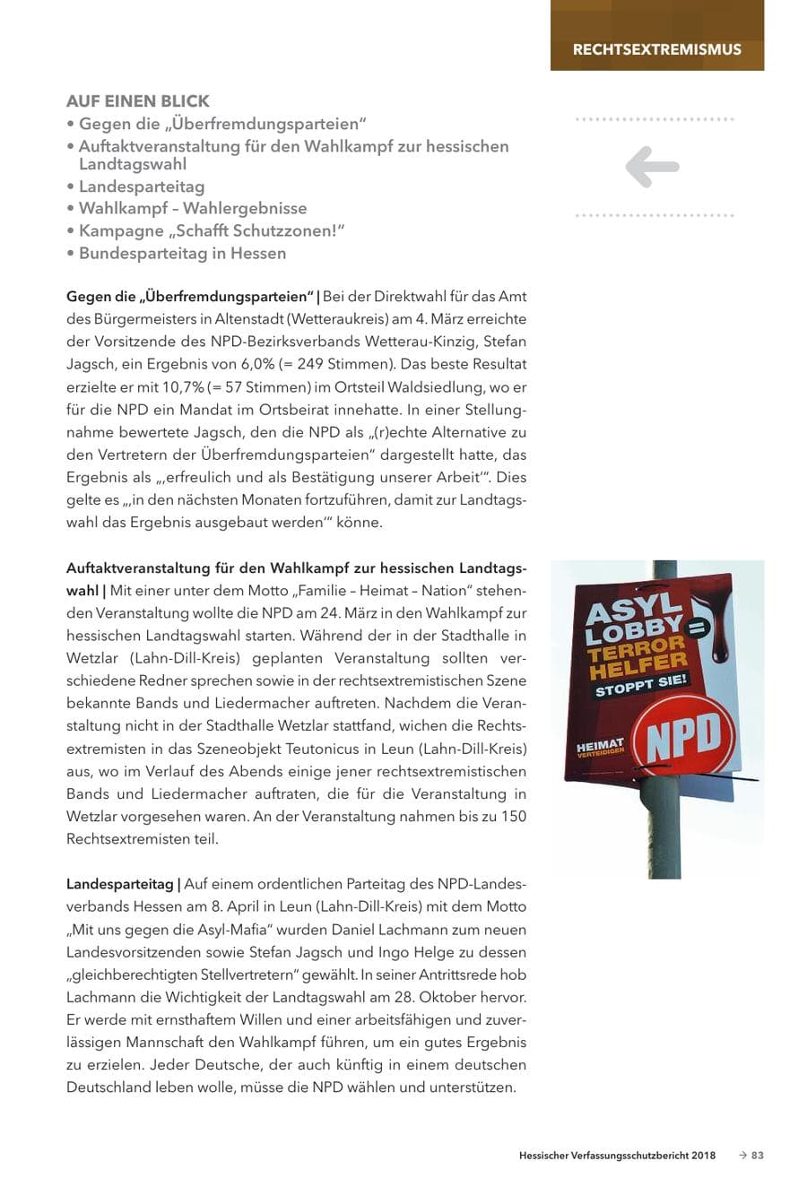 Seite 85 des Verfassungsschutzbericht 2018 Hessen