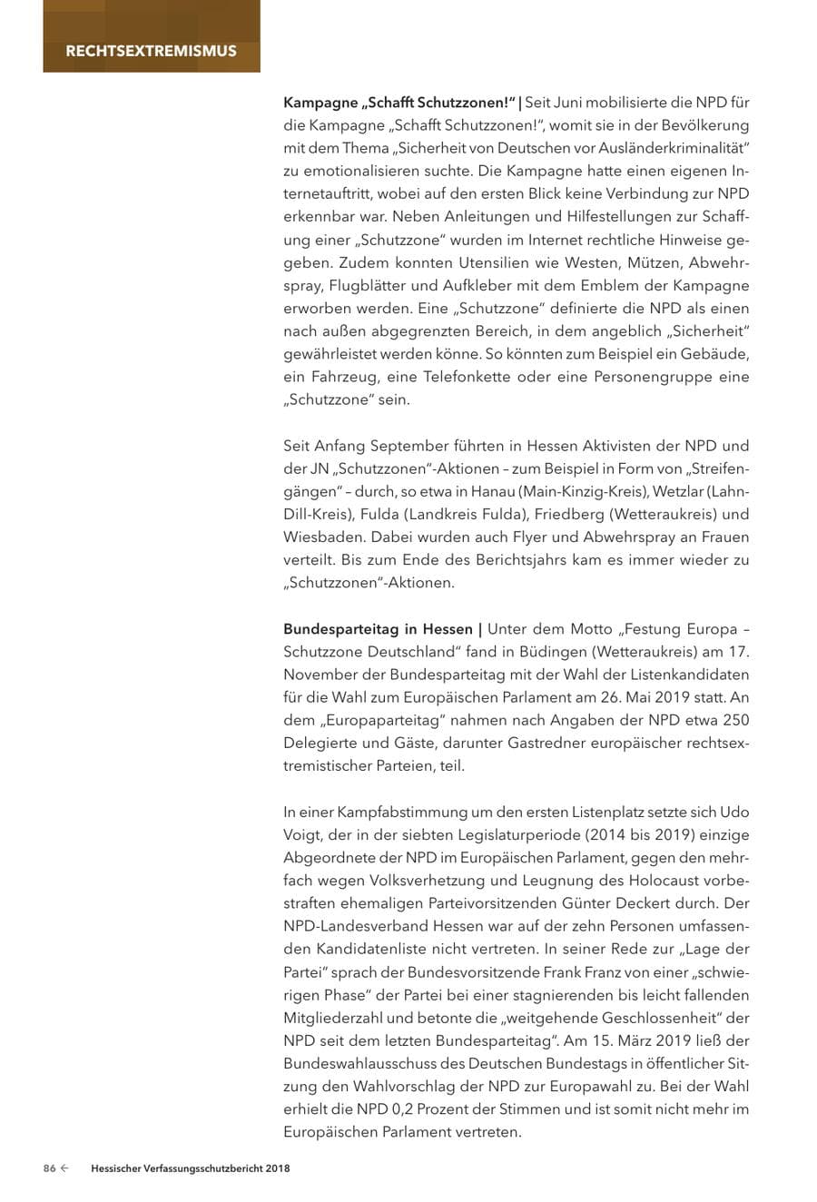 Seite 88 des Verfassungsschutzbericht 2018 Hessen