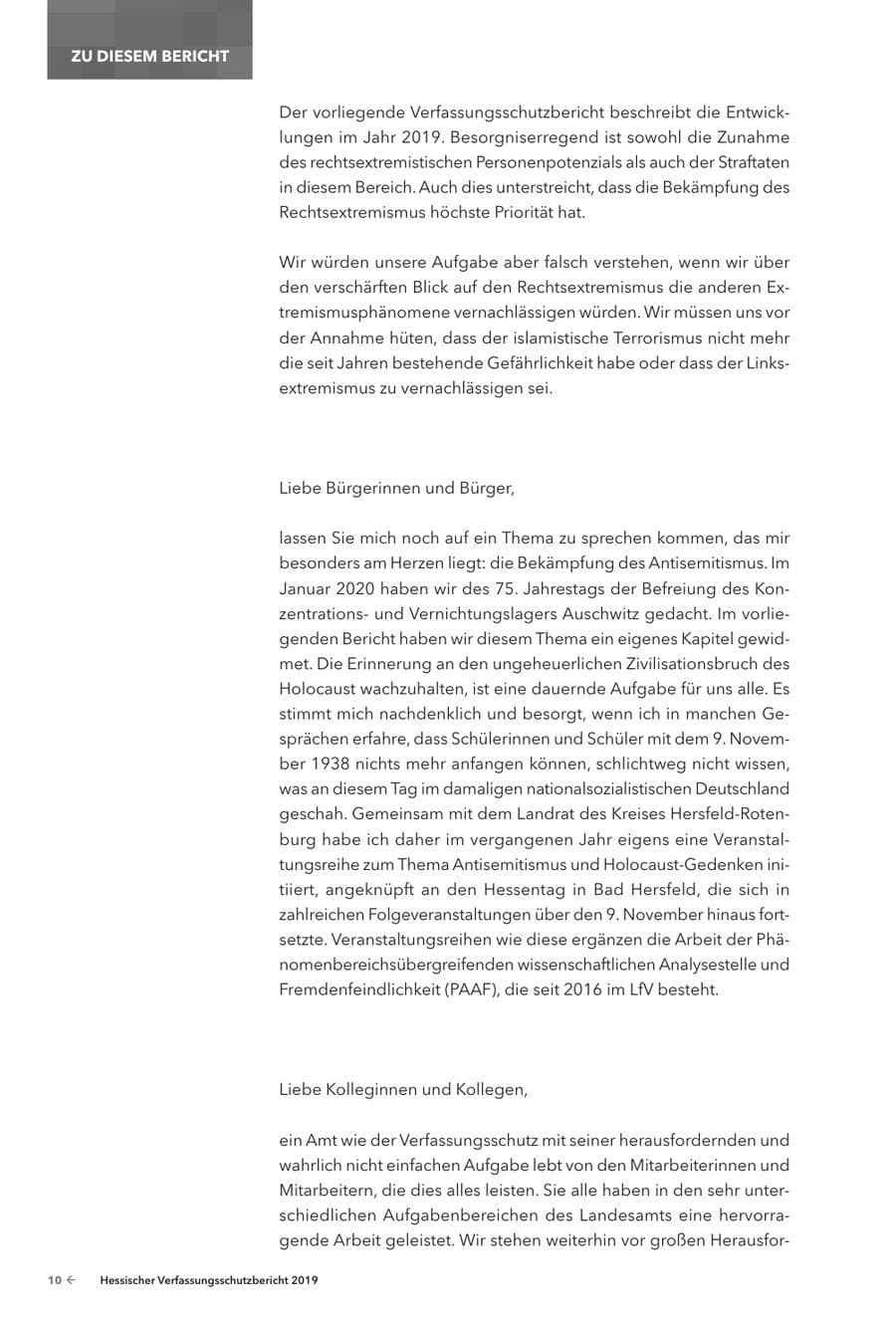 Seite 12 des Verfassungsschutzbericht 2019 Hessen