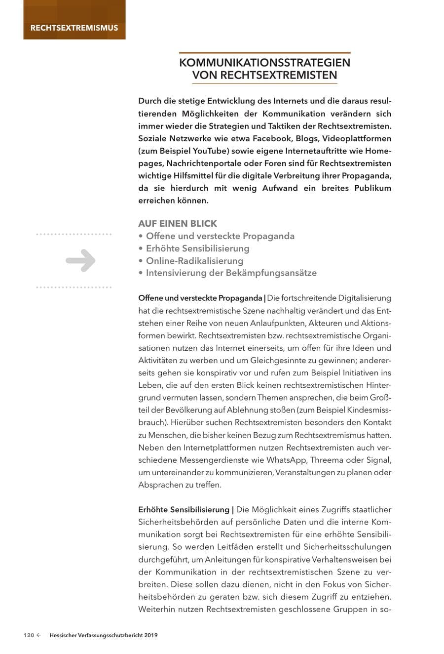 Seite 122 des Verfassungsschutzbericht 2019 Hessen