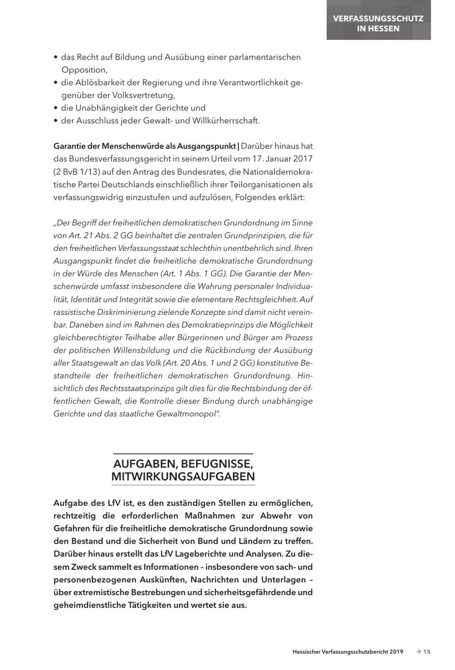 Seite 17 des Verfassungsschutzbericht 2019 Hessen